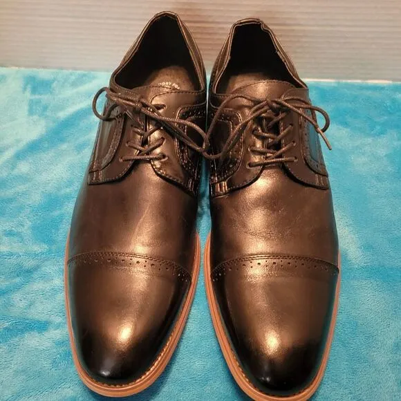 Stacy Adams Dickinson Cap Toe Oxford Memory Foam‎ Mens 12 Black Leather