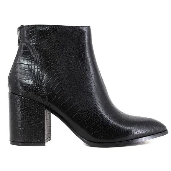 Steve Madden Jillian Ankle Boots with Crocodile Effect Black Size 7.5
