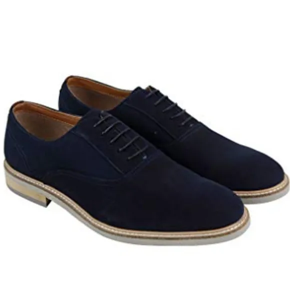 STEVE MADDEN Men's Navy Suede Oxford Dress Shoes