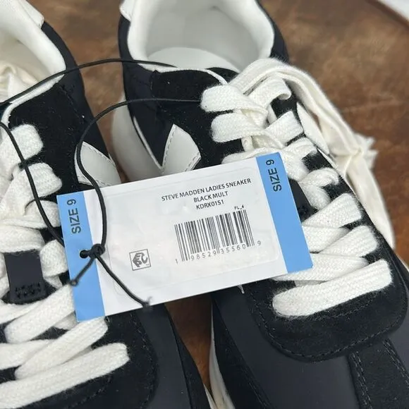 Steve Madden Shoes Wm 9 Black White Fashion Jogger Sneakers
