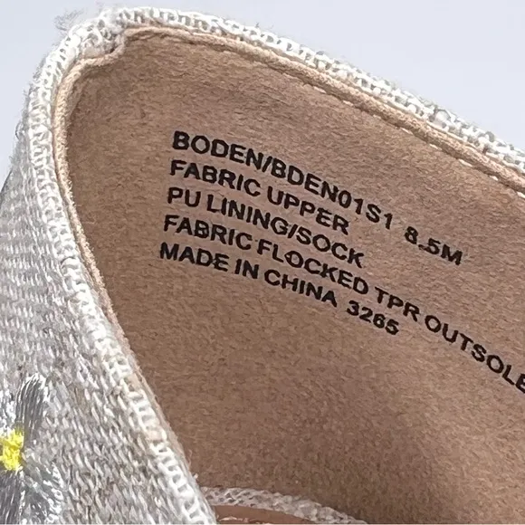 Steve Madden Tan Canvas Embroidered Daisy Floral Mary Jane Flats Shoes