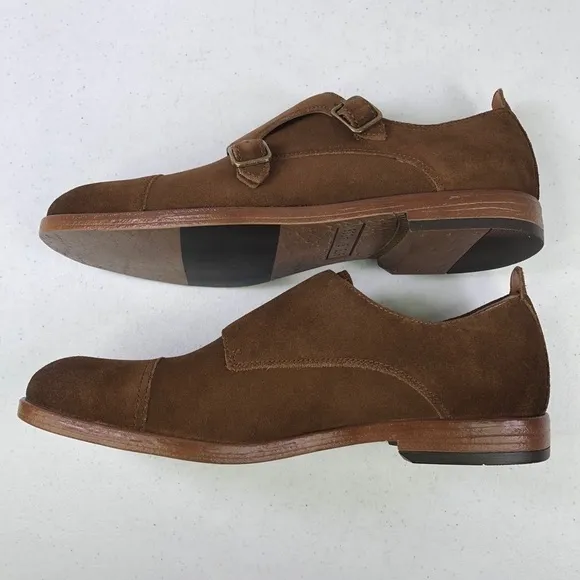 STEVE Madden Tan Suede Monk Strap Leather Shoes