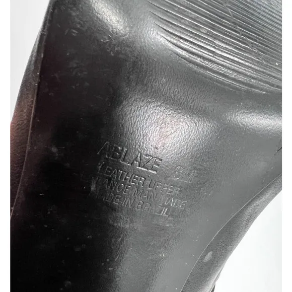 Steven by Steve Madden Ablaze Black Leather Gladiator Heels Shoes Women's 8M