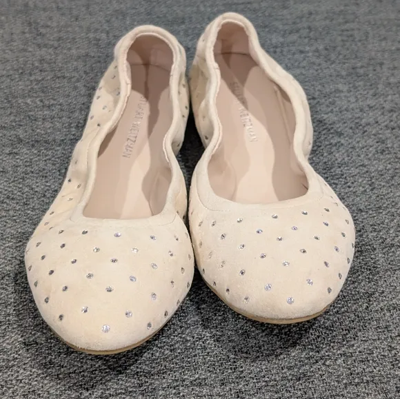 Stuart Weitzman Bling Embellished Suede Ballet Flats