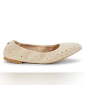 Stuart Weitzman Bling Embellished Suede Ballet Flats