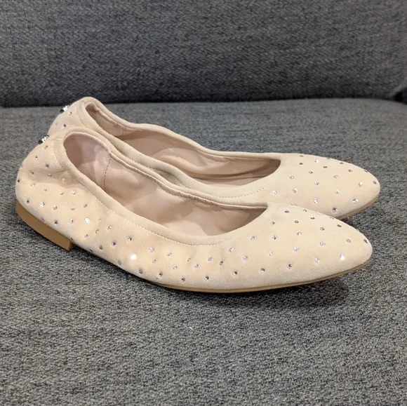 Stuart Weitzman Bling Embellished Suede Ballet Flats