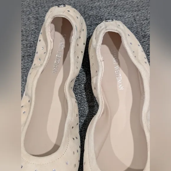 Stuart Weitzman Bling Embellished Suede Ballet Flats