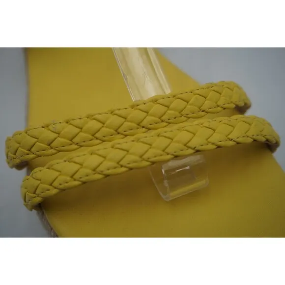 Stuart Weitzman Braided Leather Jute Sole Ankle Strap Yellow Sandals Size 7.5