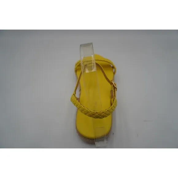 Stuart Weitzman Braided Leather Jute Sole Ankle Strap Yellow Sandals Size 7.5