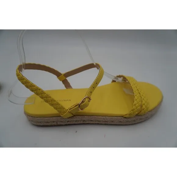 Stuart Weitzman Braided Leather Jute Sole Ankle Strap Yellow Sandals Size 7.5