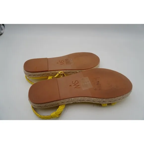 Stuart Weitzman Braided Leather Jute Sole Ankle Strap Yellow Sandals Size 7.5