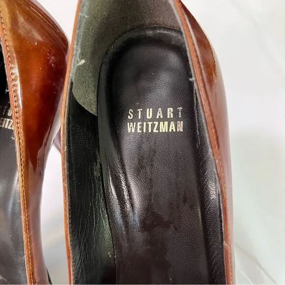 Stuart Weitzman Bronze Peeptoe Stiletto Heels Size 8 Corpcore 80s Power Dressing