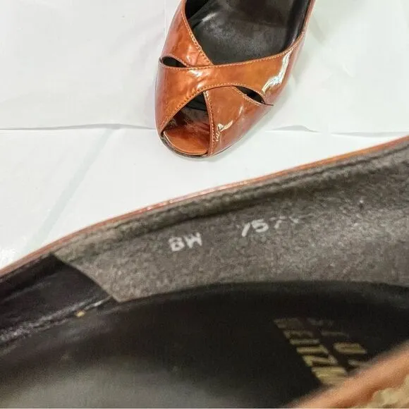 Stuart Weitzman Bronze Peeptoe Stiletto Heels Size 8 Corpcore 80s Power Dressing