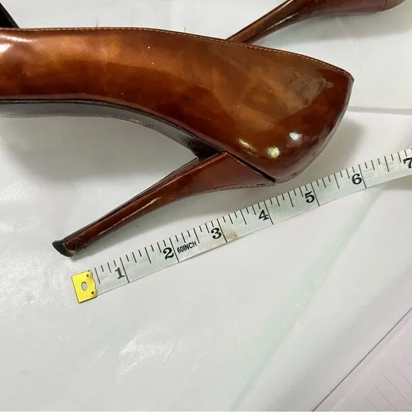 Stuart Weitzman Bronze Peeptoe Stiletto Heels Size 8 Corpcore 80s Power Dressing