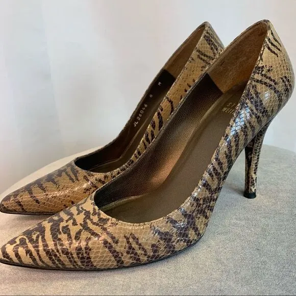 Stuart Weitzman Brown Tiger Print Pump Heels Size 8