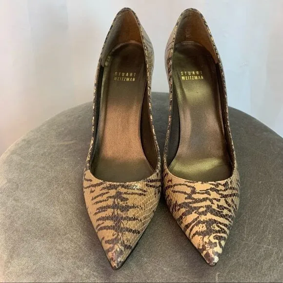 Stuart Weitzman Brown Tiger Print Pump Heels Size 8