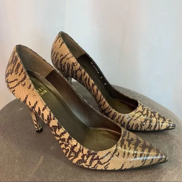 Stuart Weitzman Brown Tiger Print Pump Heels Size 8
