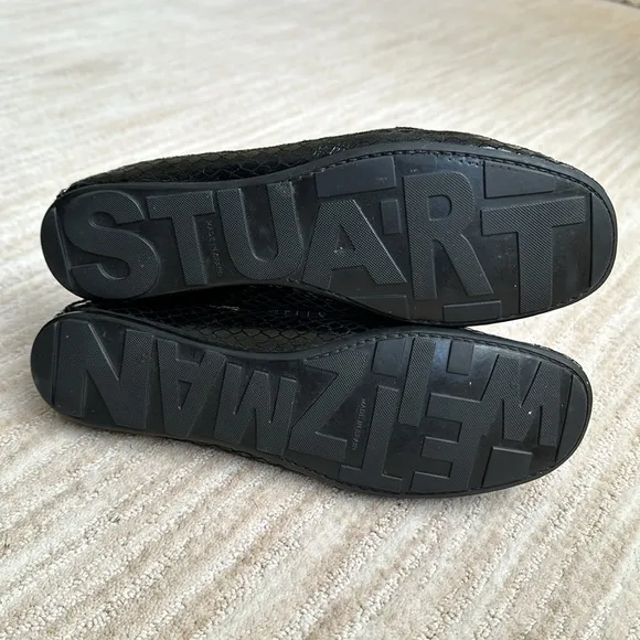Stuart Weitzman FUELCHAIN Black Flats Loafers Shoes Size 9