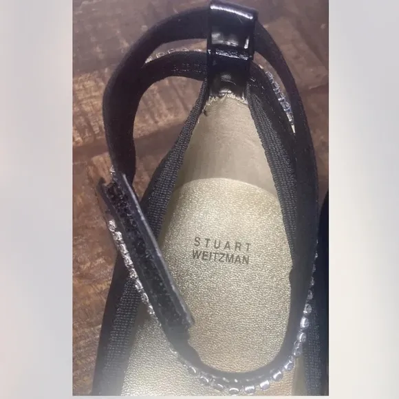 STUART Weitzman Girls Fannie Glow Rhinestone Designer Dress Flats Shoes, Size 2