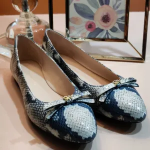 Stuart Weitzman Jodie Python Flats Blue Ivory