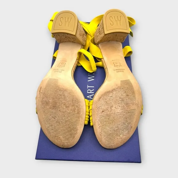 Stuart Weitzman Jonquil Suede Ankle Wrap Sandals IOB Size 7M