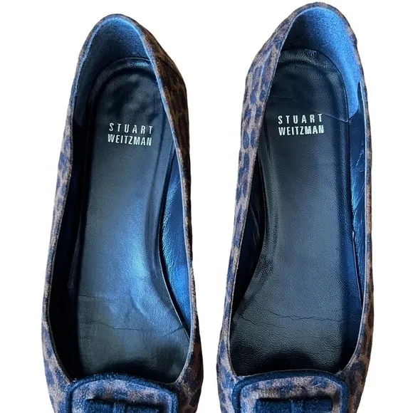 STUART WEITZMAN leopard print suede pointy toe flats