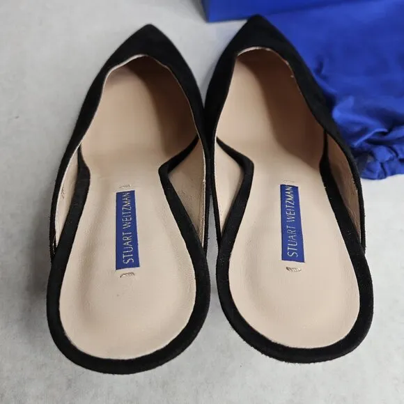 Stuart Weitzman Lulah Mid-Heel Black Suede Mules Pump Shoes with Box Size 12