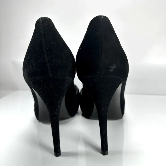 Stuart Weitzman Peep-Toe Heels Women’s Size 9 Black Suede OW57374