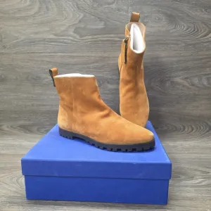 Stuart Weitzman Riley Boots Womens 7.5 Brown Suede Zip Up Ankle Moto Biker