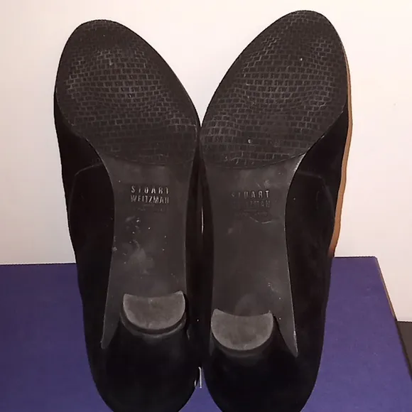 Stuart Weitzman Unique Black Suede Ankle Boots Sz. 9 w/Dust Bag &amp; Box