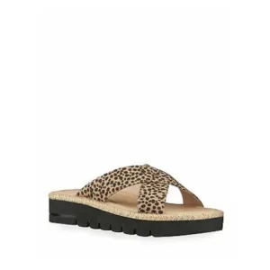 STUART WEITZMAN Womens Beige 1/2&quot; Platform Roza Wedge Slip On Slide Sandals 11 B