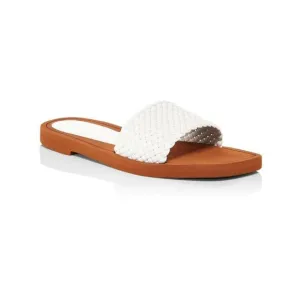 STUART WEITZMAN Womens Ivory Wova Square Toe Slip On Leather Slide Sandals 7.5 M