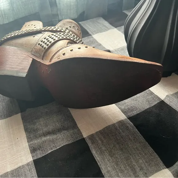 Studded Brown Leather Ankle Boots
