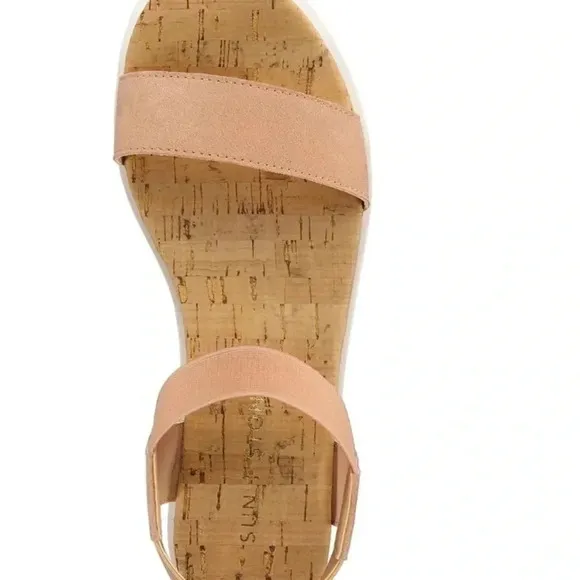 SUN   STONEMELANYY LACELESS OPEN TOE WEDGE SANDALS