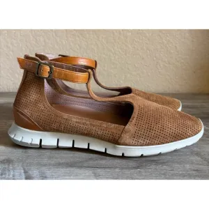 Sundance Mamzelle Lorelai Tan Suede T Strap Shoes