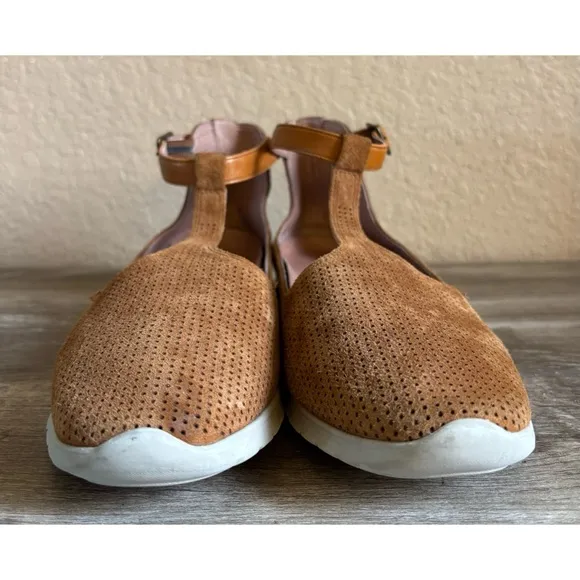Sundance Mamzelle Lorelai Tan Suede T Strap Shoes