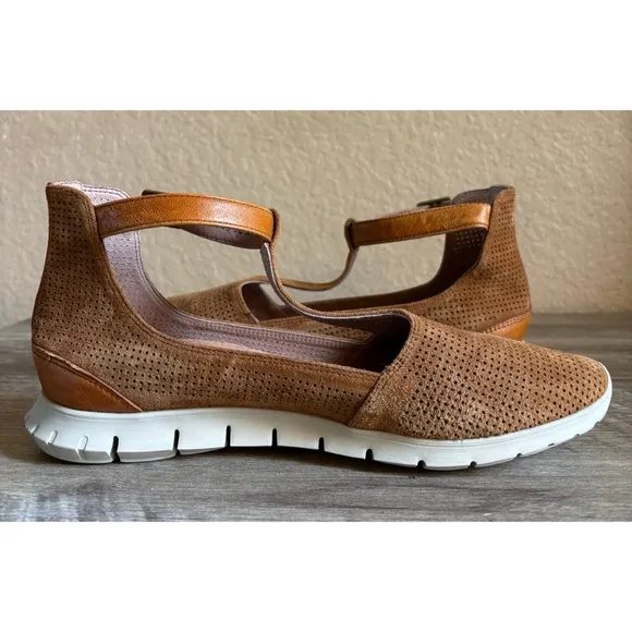 Sundance Mamzelle Lorelai Tan Suede T Strap Shoes