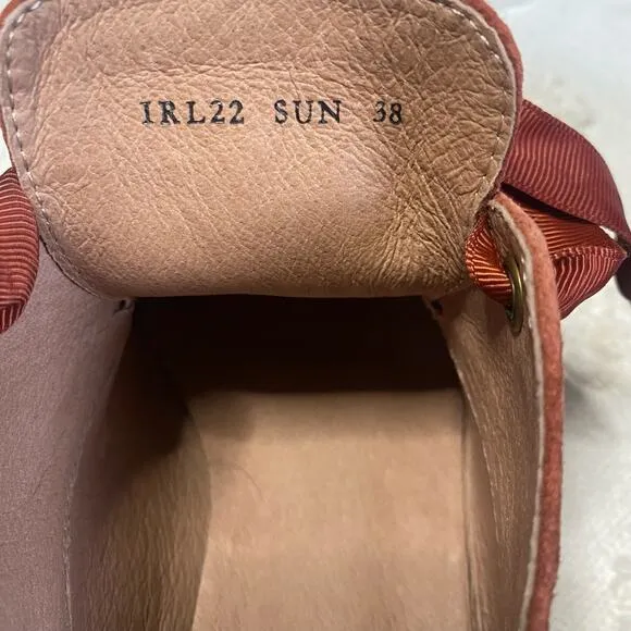 Sundance Orange Suede Ribbon Lace Up Oxford Shoes Women’s Size 7 Preppy Academia