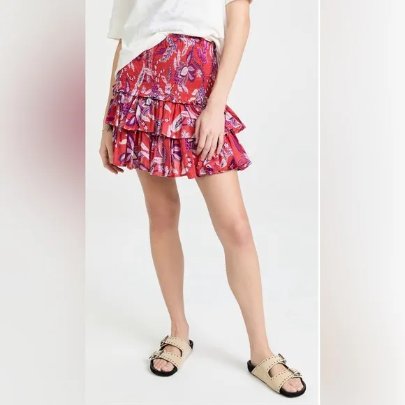 Sundry Floral Tiered Skirt