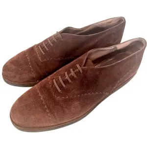 Susan Bennis Warren Edwards The Crepes Suede Oxfords Men's 9 Brown Lace‎ Up