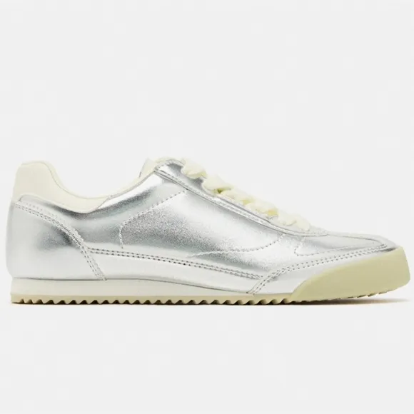 Sz38 Zara Metallic Silver Trainers / Sneakers