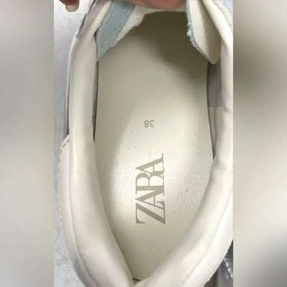Sz38 Zara Metallic Silver Trainers / Sneakers
