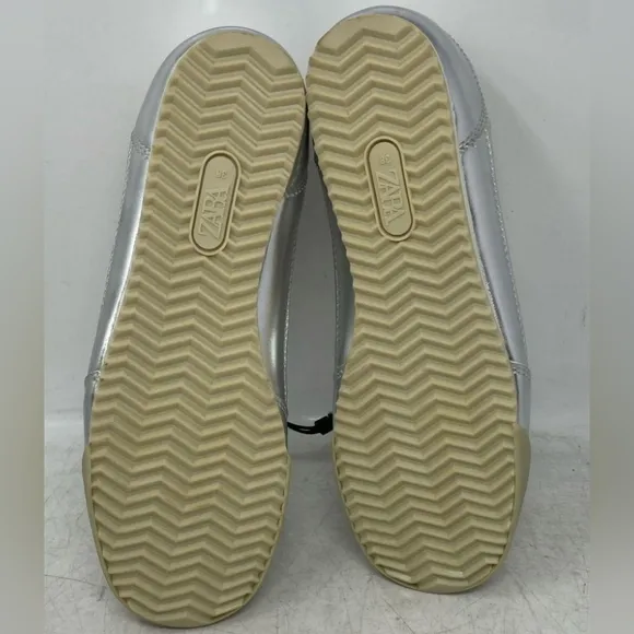 Sz38 Zara Metallic Silver Trainers / Sneakers