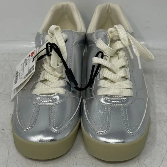 Sz38 Zara Metallic Silver Trainers / Sneakers