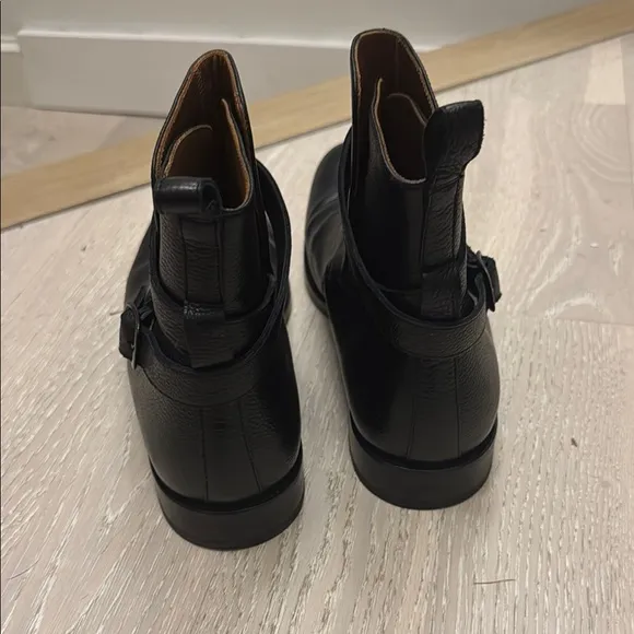 Taft Black Leather Ankle Boots with Buckle