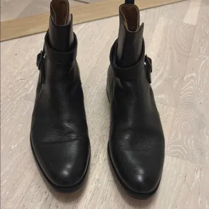 Taft Black Leather Ankle Boots with Buckle