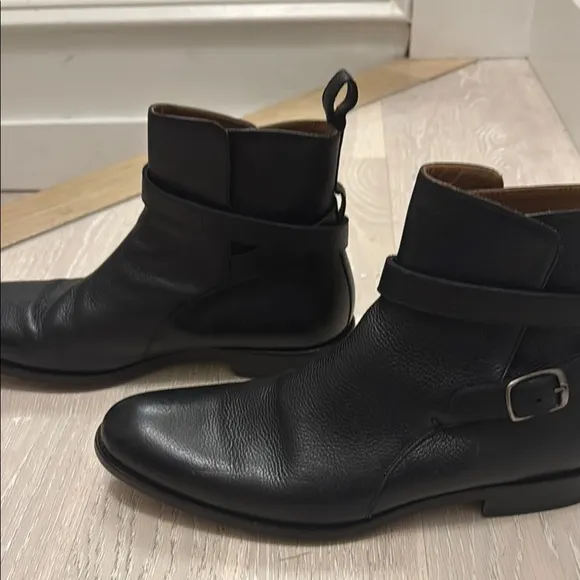 Taft Black Leather Ankle Boots with Buckle
