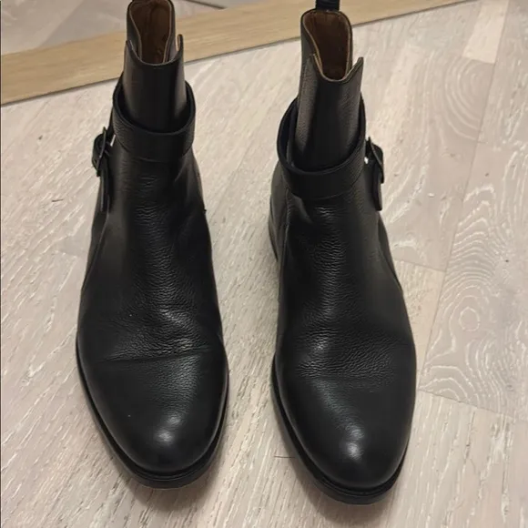 Taft Black Leather Ankle Boots with Buckle