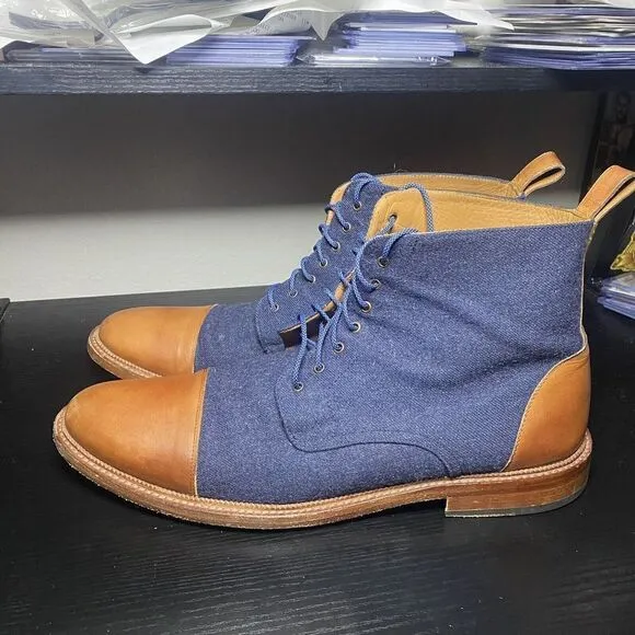 Taft The Jack Boot In Navy Blue Mens Chukka Ankle Boots Size 46 Mens 13