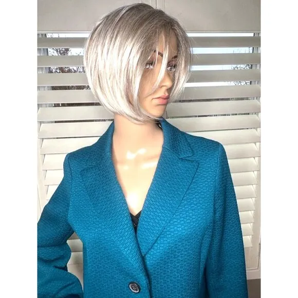 Talbots SIZE 12 Blazer Jacket Womens Aqua Teal Pockets Back Detail SZ 12